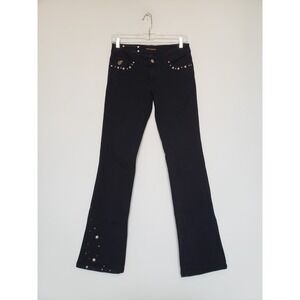 VTG Rocawear Jeans Juniors 3 Blk Pearl Studded Low Rise McBling Y2K Logo Bootcut